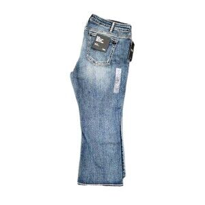 Silver Jeans Co Womens Plus 22 Suki Curvy Fit Mid Rise Kick Flare Indigo Jeans